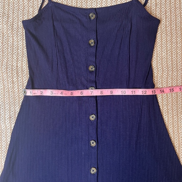 Topshop Navy Blue Button Front Tie Straps Mini Dress Size 4 - Picture 10 of 11